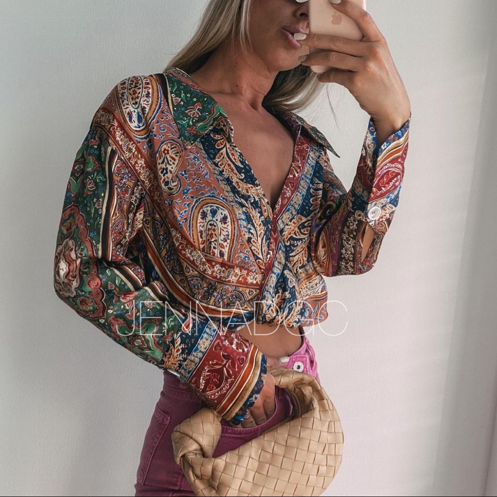 NWT Zara Cropped Print Top - Picture 13 of 15